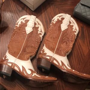 Old Gringo cowboy boots - tan and white leather